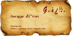 Gergye Áron névjegykártya